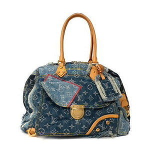 Louis Vuitton Monogram Denim Patchwork Bowly Boston Bag
